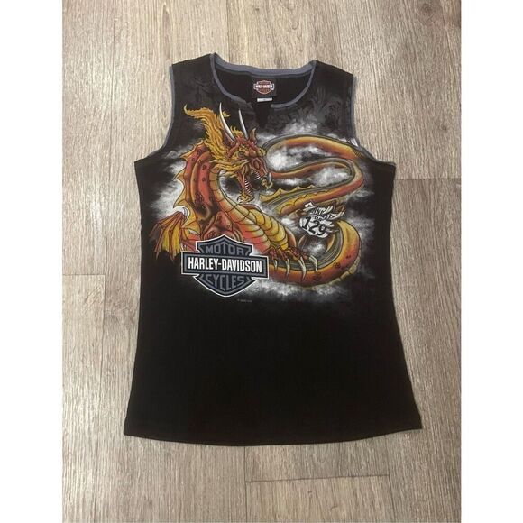 Harley-Davidson Motorcycle Dragon Y2K Cotton Large Women’s Tank Top - Picture 1 of 6